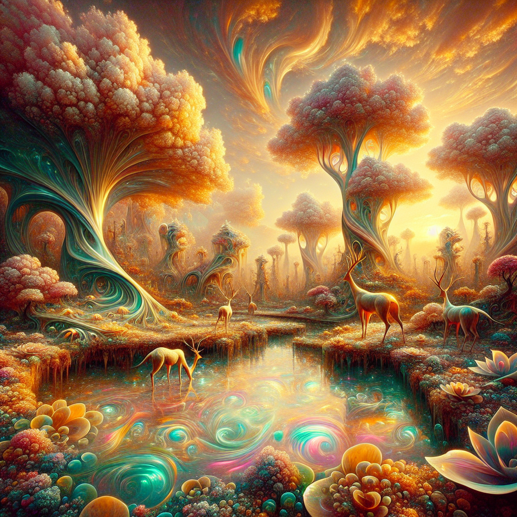 Fanciful scene with whimsical clouds and vibrant colors, capturing a dreamlike essence that ignites imagination and creativity.
